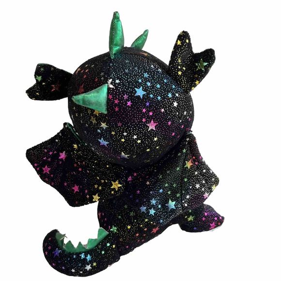 Caravan Softoys Green Drogo Dragon II Plush Colorful Stars Reversible Sequin 10" - Picture 3 of 13